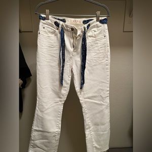 Free People White Striaght Leg Ankle Jeans
